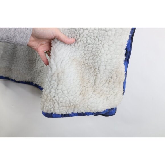 Vtg 90s Streetwear Mens XL Deep Pile Fleece Lined Hooded Flannel Shirt Jacket - Picture 12 of 16